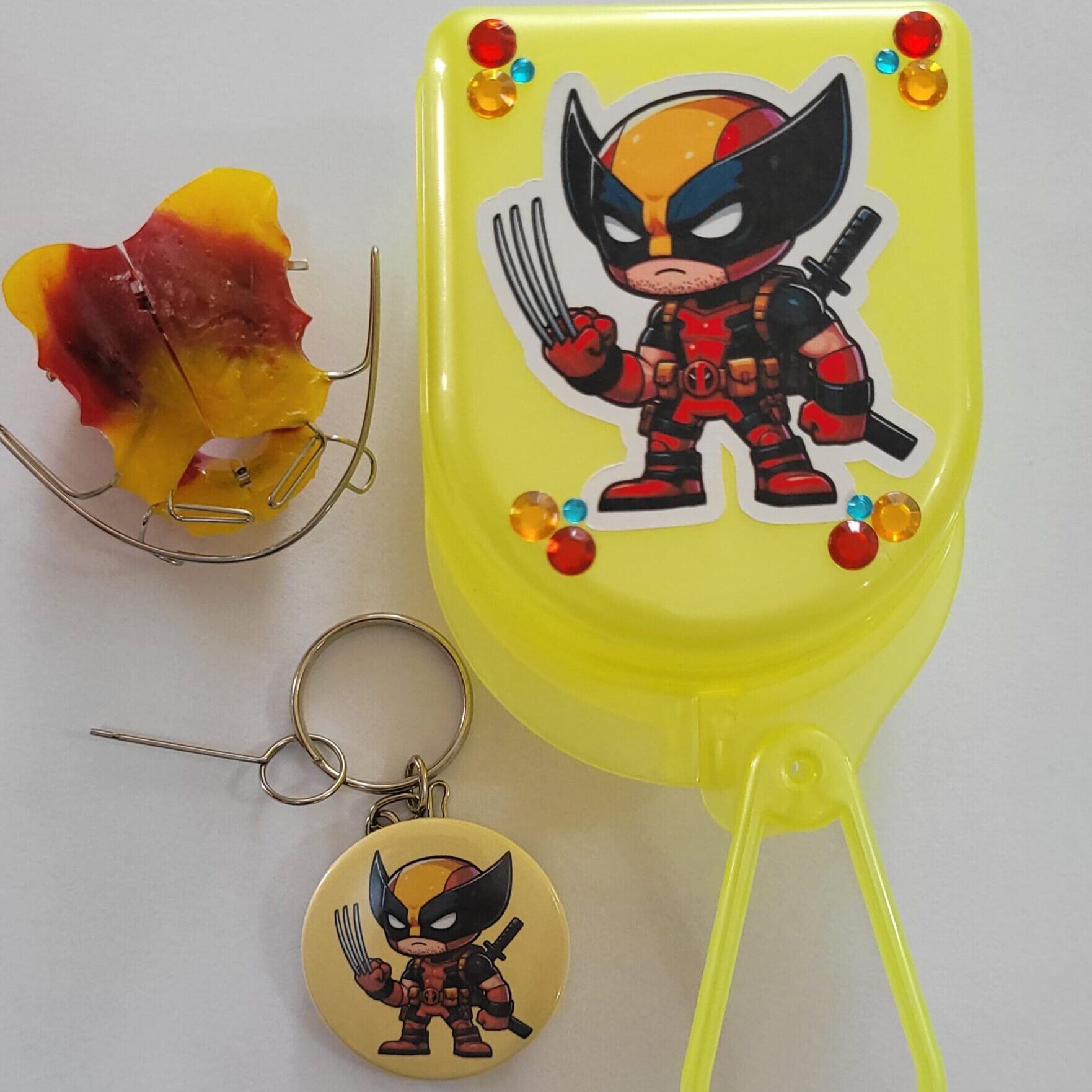 Estojo personalizado para aparelho ortodôntico removível infantil com tema de super-herói — kit ortodôntico lúdico